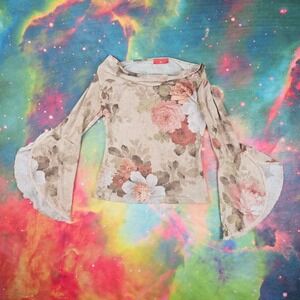 Floral‎ Print Bell Sleeve Blouse Top Romantic Cottagecore Boho Chic